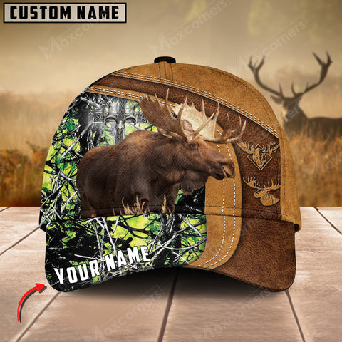 Maxcorners Cross America Hunting Moose Leather Pattern Personalized Hats 3D Multicolored