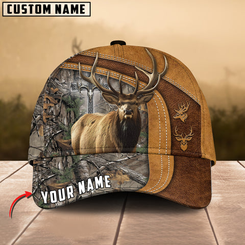 Maxcorners Cross America Hunting Elk Leather Pattern Personalized Hats 3D Multicolored