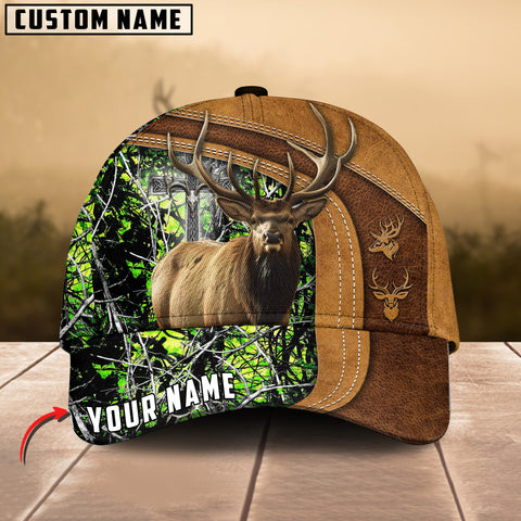 Maxcorners Cross America Hunting Elk Leather Pattern Personalized Hats 3D Multicolored