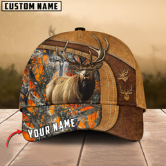 Maxcorners Cross America Hunting Elk Leather Pattern Personalized Hats 3D Multicolored