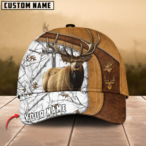 Maxcorners Cross America Hunting Elk Leather Pattern Personalized Hats 3D Multicolored