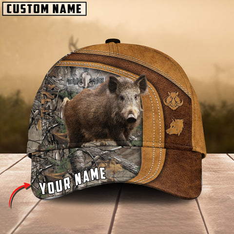 Maxcorners Cross America Hunting Boar Leather Pattern Personalized Hats 3D Multicolored