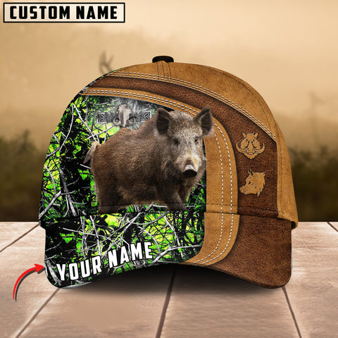 Maxcorners Cross America Hunting Boar Leather Pattern Personalized Hats 3D Multicolored