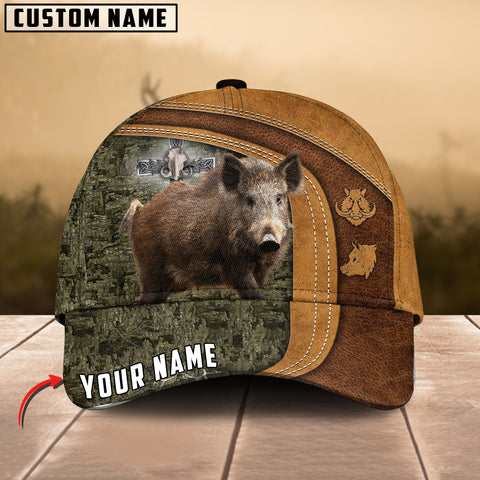 Maxcorners Cross America Hunting Boar Leather Pattern Personalized Hats 3D Multicolored