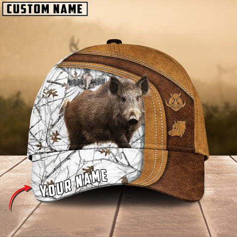 Maxcorners Cross America Hunting Boar Leather Pattern Personalized Hats 3D Multicolored