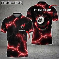 Maxcorners Billiards 8 Ball Thunder Crack Black Grunge Personalized Name 3D Shirt (Multi Color Options)