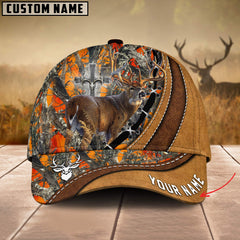 Maxcorners Cross America Hunting Deer Leather Pattern 2 Personalized Hats 3D Multicolored