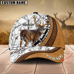 Maxcorners Cross America Hunting Deer Leather Pattern 2 Personalized Hats 3D Multicolored