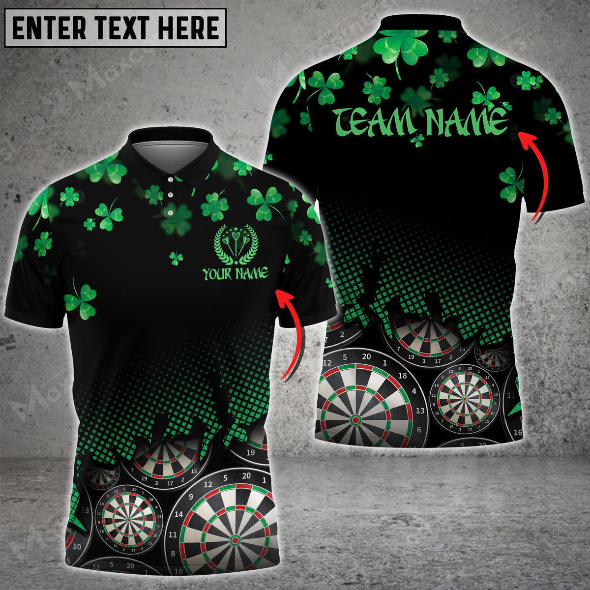 Maxcorners St.patrick day Darts Personalized Name, Team Name 3D Shirt