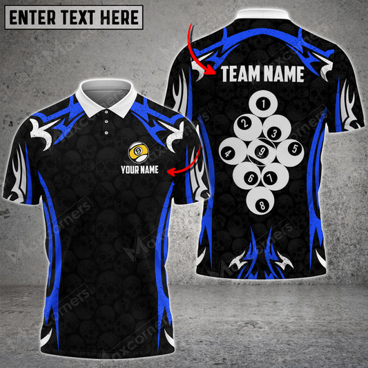 Maxcorners Billiards Ball 9 Skull Personalized Name, Team Name Unisex Shirt ( Multicolor Options )
