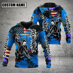 Maxcorners Billiards Gratter US Flag Multicolor Option Customized Name 3D Hoodie