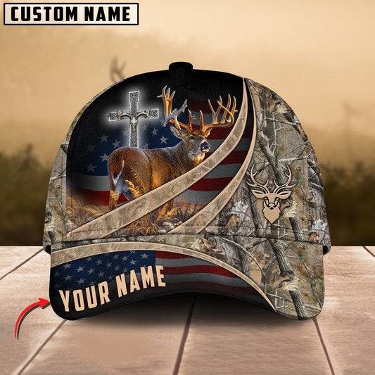 Maxcorners Premium New Edition Of Flag Hunting Deer Personalized Hats 3D Multicolored