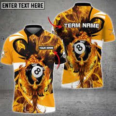 Maxcorners Billiards Phoenix Fire Personalized Name 3D Shirt (Multi Color Options)