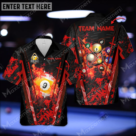 Maxcorners Billiards Billiards 9 Ball Abstract Grunge Texture Multicolor Options Personalized Name Hawaiian Shirt ( 6 Colors )