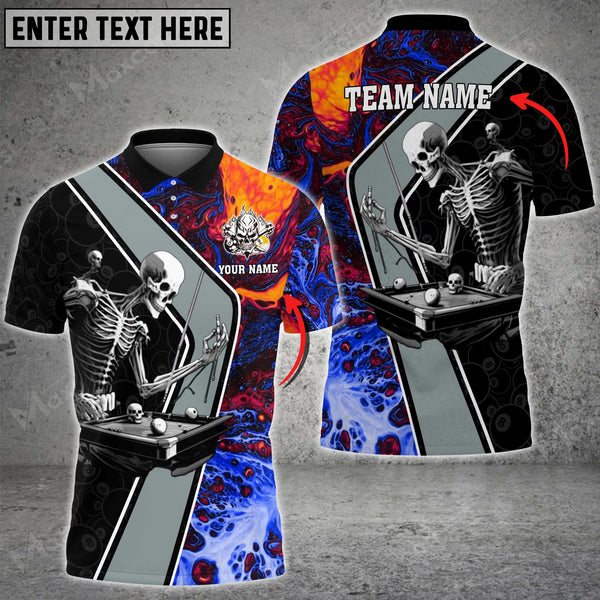 Maxcorners Billiards Skeleton Water Color Multicolor Option Customized Name 3D Shirt