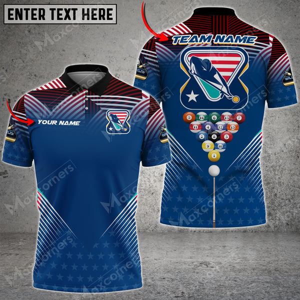 Maxcorners Billiards US Tournament Personalized Name 3D Shirt (Multi Color Options)
