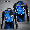 Maxcorners Bowling And Pins Abstract Grunge Texture Multicolor Option Customized Name Long Sleeve 3D Shirt