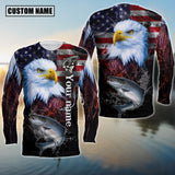 Maxcorners Customize Name Fishing Chinook American Eagle 3D Shirts