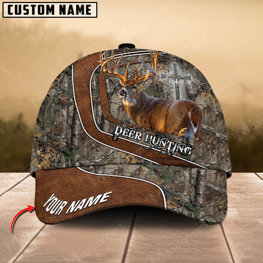 Maxcorners Premium Hunting Deer Leather Pattern Personalized Hats 3D Multicolored