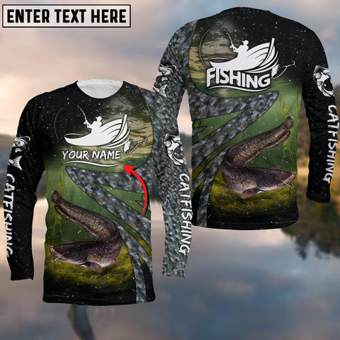 Maxcorners Fishing Catfish Skin Customize Name 3D Shirts