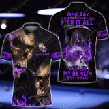 Maxcorners Smoky Skull F*k It All Bowling And Pins Customized Name 3D Shirt