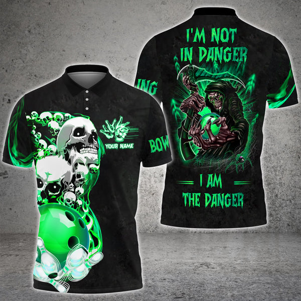 Maxcorners Skull I Am The Danger Bowling And Pins Customized Name 3D Shirt