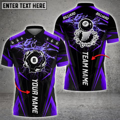 Maxcorners Billiard 8 Ball Crack Thunder Personalized Name 3D Shirt (Multi Color Options)