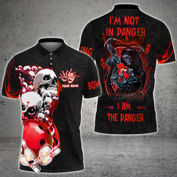 Maxcorners Skull I Am The Danger Bowling And Pins Customized Name 3D Shirt