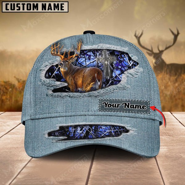 Maxcorners Premium Jeans Hunting Deer Personalized Hats 3D Multicolored