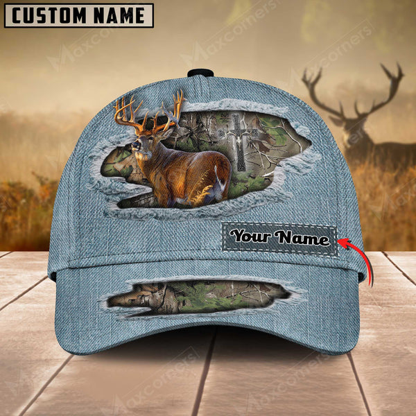 Maxcorners Premium Jeans Hunting Deer Personalized Hats 3D Multicolored