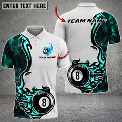 Maxcorners Billiards 8 Ball Fire Smoke Pattern Personalized Name 3D Shirt (Multi Color Options)