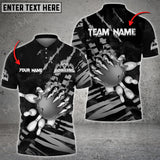 Maxcorners Bowling Ball And Pins Devil's Hand Multicolor Option Customized Name 3D Shirt (4 Colors)