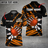 Maxcorners Bowling Ball And Pins Devil's Hand Multicolor Option Customized Name 3D Shirt (4 Colors)