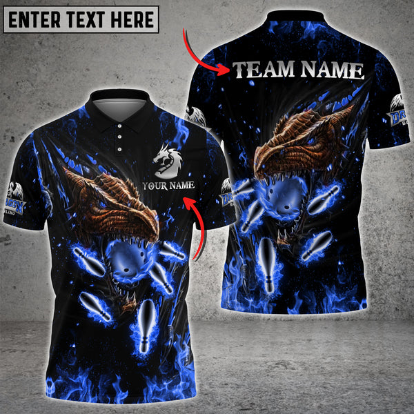 Maxcorners Flame Dragon Bowling And Pins Multicolor Option Customized Name 3D Shirt