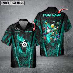 Maxcorners Billiards Abstract Grunge Texture Multicolor Options Personalized Name Hawaiian Shirt ( 6 Colors )