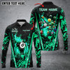 Maxcorners Billiards Abstract Grunge Texture Multicolor Option Customized Name Long Sleeve Polo Shirt