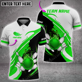Maxcorners Bowling And Pins Flame Lightning Multicolor Option Customized Name 3D Shirt (6 Colors)