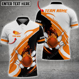 Maxcorners Bowling And Pins Flame Lightning Multicolor Option Customized Name 3D Shirt (6 Colors)