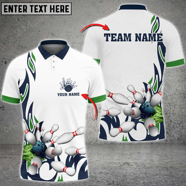 Maxcorners Fire Bowling And Pins Flame Pattern Multicolor Option Customized Name 3D Shirt (4 Colors)