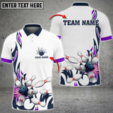 Maxcorners Fire Bowling And Pins Flame Pattern Multicolor Option Customized Name 3D Shirt (4 Colors)