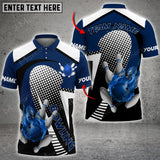 Maxcorners Fire Bowling And Pins Polka Dot Motifs Multicolor Option Customized Name 3D Shirt (4 Colors)
