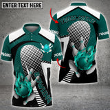 Maxcorners Fire Bowling And Pins Polka Dot Motifs Multicolor Option Customized Name 3D Shirt (4 Colors)
