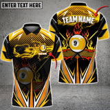 Maxcorners Billiard Ball 9 Yellow Fire Personalized Name, Team Name Unisex Shirt
