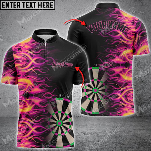 Maxcorners Black Pink 3D Pattern Design Fiery Dart Board Authentic 3D Shirt KH