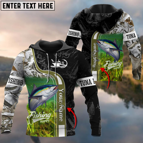Maxcorners Personalized Name Tuna Fishing Makes Me Happy Shirts For Team And Boat 3D