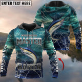 Maxcorners Personalized Name Blue Marlin Fishing Master Baiter Shirts For Men And Women 3D