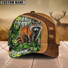 Maxcorners Cross America Hunting Racoon Leather Pattern Personalized Hats 3D Multicolored