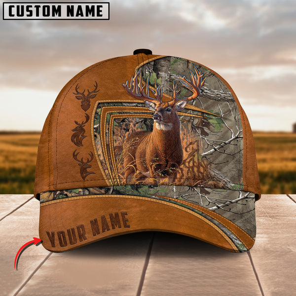 Maxcorners The Best Hunting Deer Leather Pattern Personalized Hats 3D Multicolored