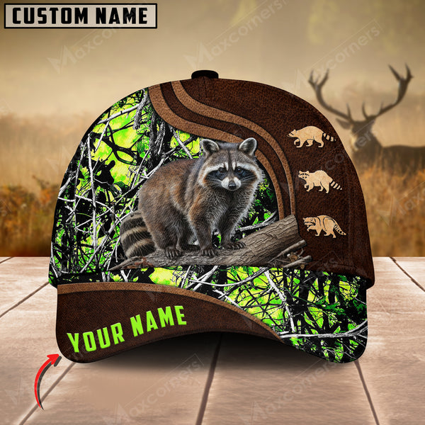 Maxcorners Hunting Racoon Brown Leather Pattern Personalized Hats 3D Multicolored