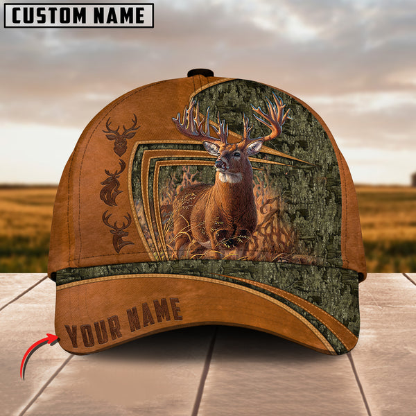 Maxcorners The Best Hunting Deer Leather Pattern Personalized Hats 3D Multicolored